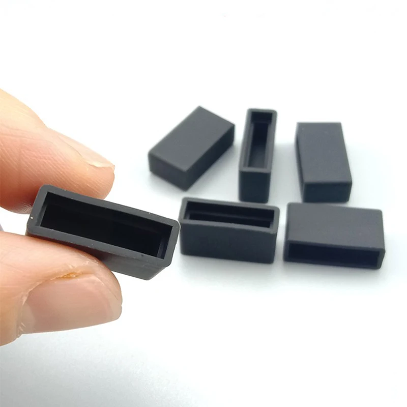 

Black Square Silicone Rubber End Caps Rectangular Silicone Rubber Protect Caps Double-row In-line Soft Sheath