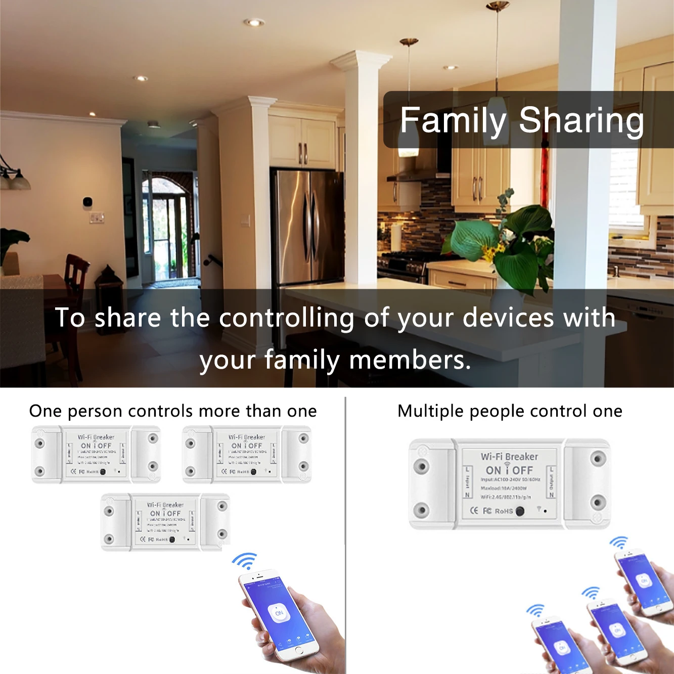 UBARO Tuya Wi-Fi Smart Home Breaker Switch App Remote Voice Support Control Google Assistant Alexa Intelligent Module Ac100-240V