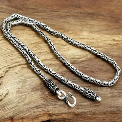 BOCAI 4MM New Real Pure S925 Silver Jewelry Handmade Men And Women Safety Pattern Necklace Valentine's Day Gifts