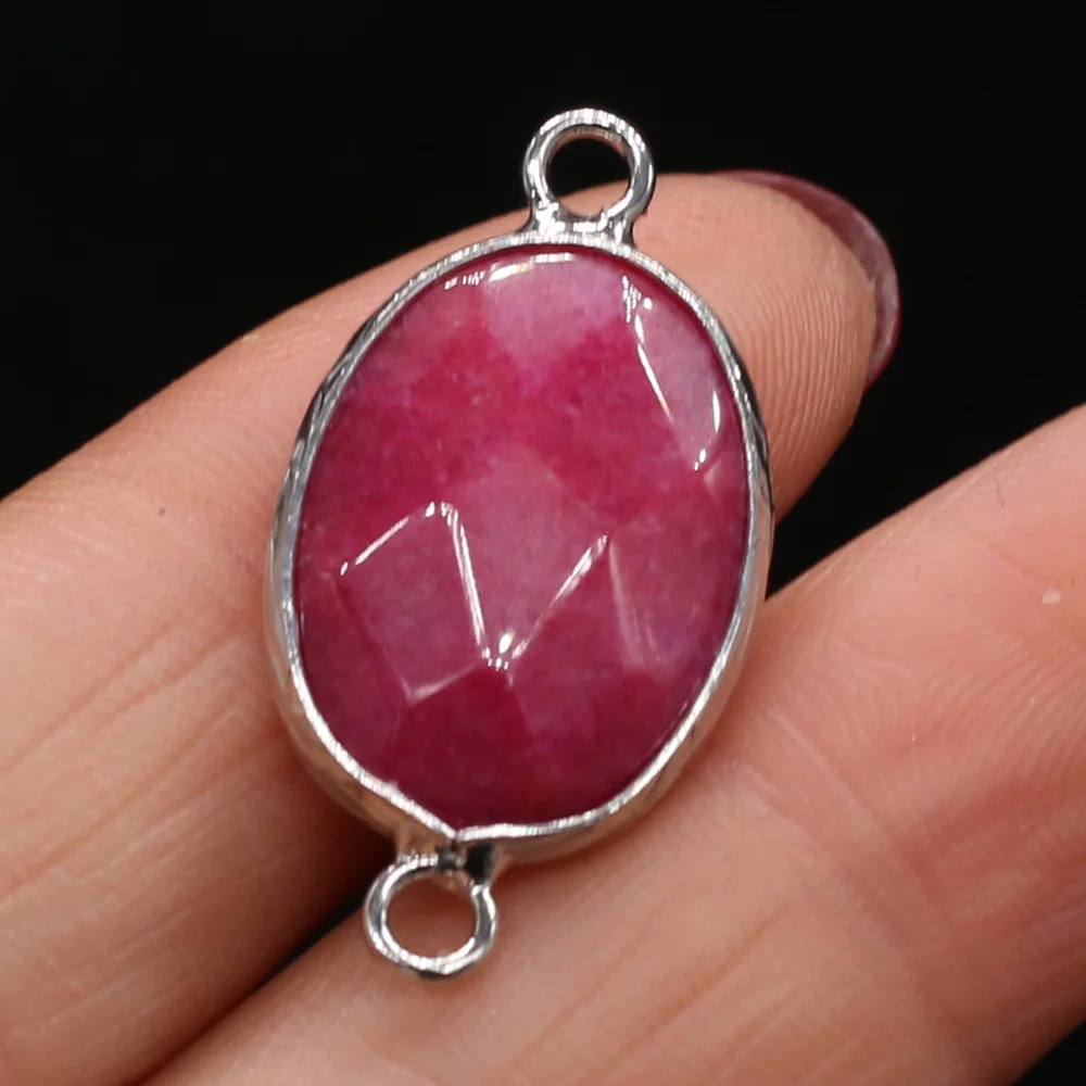 2PC Natural Stone Double Hole Connector Pendant Faceted Crystal Quartz Charms for Jewelry Making DIY Earring Bracelet Accessory