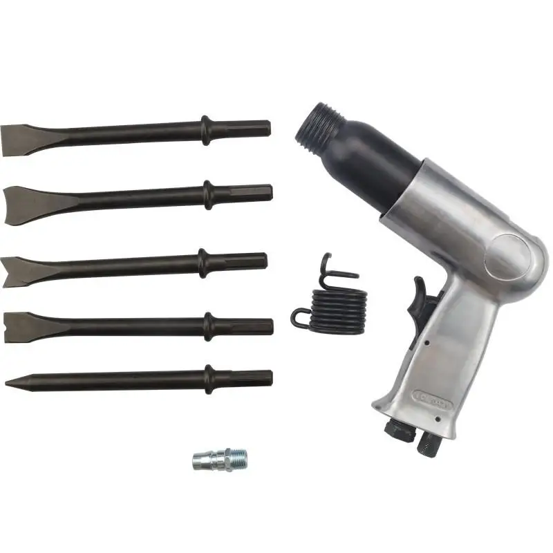 190MM Air Hammer Pneumatic Gun Tool Set Heavy Duty Shock Absorbing with 4Pcs Chisels Ergonomic Grip