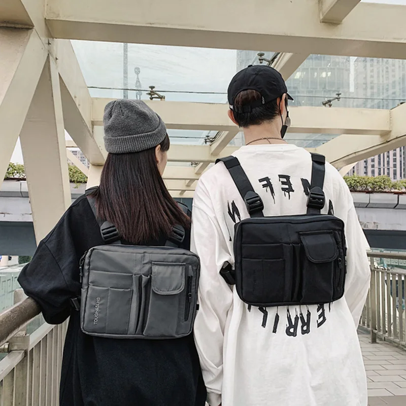 Men Sports Vest Bags Hip-hop Unisex Tactical Streetwear Nylon Chest Flap  Motorcycle Pack Cycling Sling Rig Bags X241C