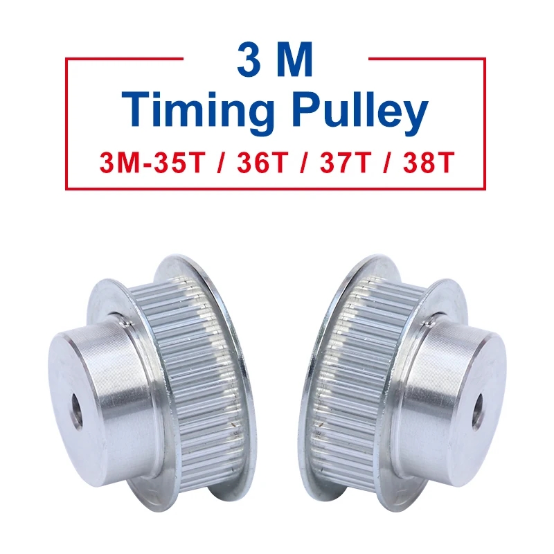 1 piece Pulley 3M-35T/36T/37T/38T Slot Width 11 mm pulley wheel rough hole 6 mm Aluminum Material For Width 10mm 3M-Timing Belt