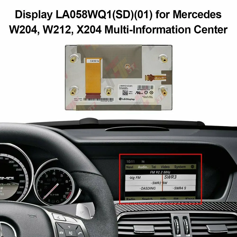 LCD Display Navigation LA058WQ1(SD)(01) for Mercedes W204, W212, X204 Multi-Information Center