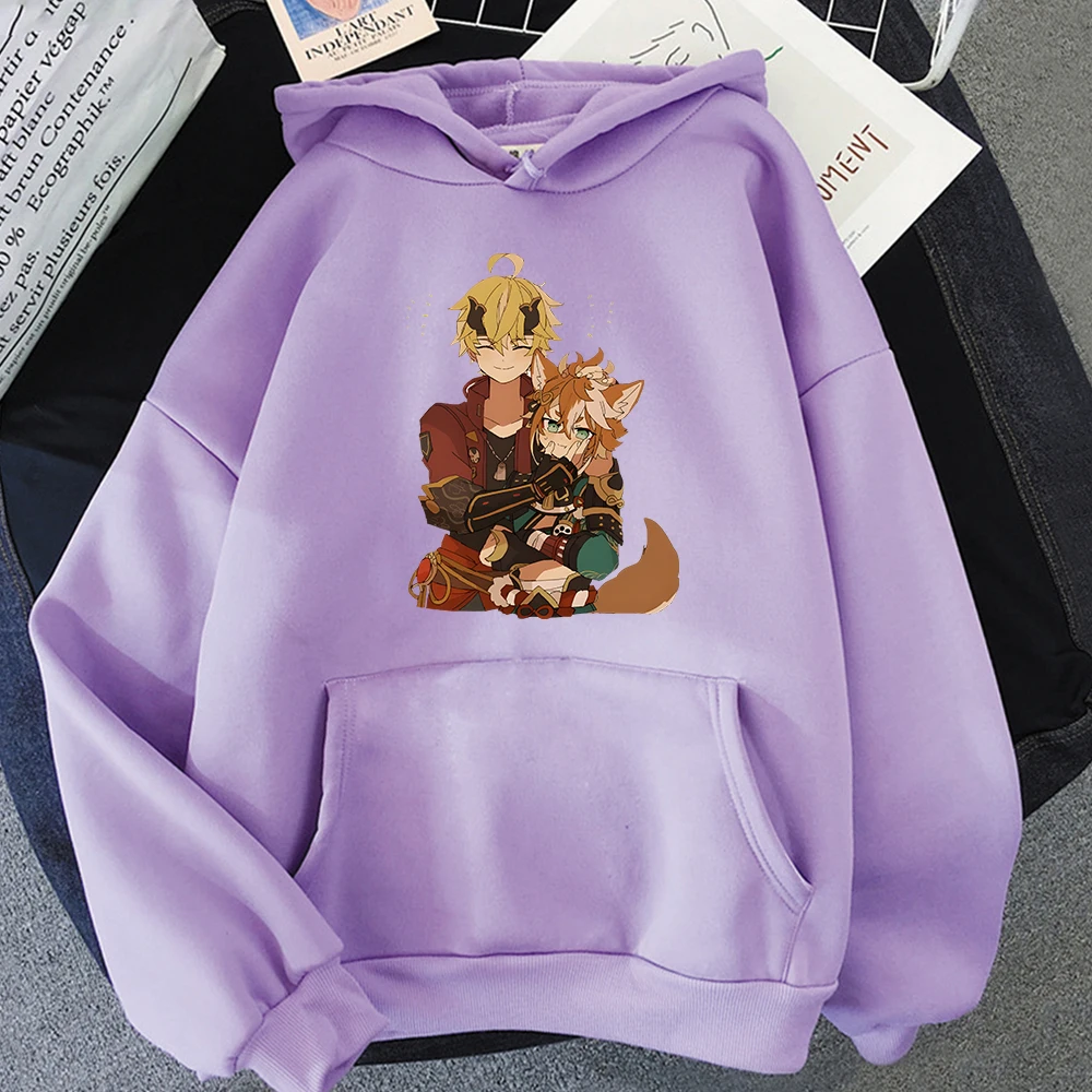 Genshin Impact Thoma Hoodies Cute Anime Funny Cartoon Women Harajuku Ullzang Kawaii Graphic Sweatshirt Winter Warm Men Hoody