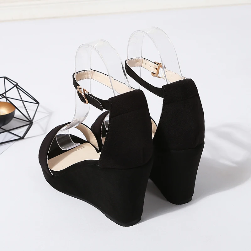 Summer Belt High Heel Sandals Wedges Heel Fashion Small Size 29 To 43 Women Shoes Ladies Sandals