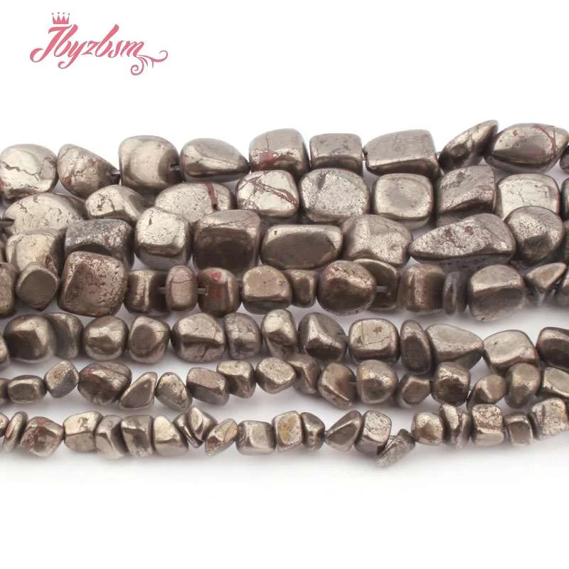 3-5,5-8,7-8mm Freeform Pyrite Silvers Gray Loose Beads Natural Stone Beads For DIY Necklace Bracelets Jewelry Making Strand 15\