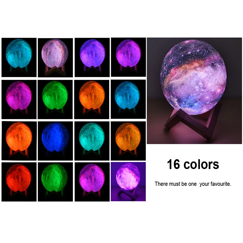 Imagem -04 - Lâmpada de Led Saturno Céu Estrelado Luz Noturna Toque Colorido Recarregável 3d Impresso Lâmpadas de Lua para a Decoração do Quarto Presentes de Natal