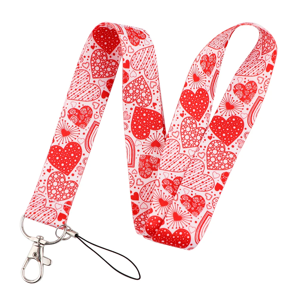 CB913 Red Heart Neck Strap Lanyard for Key ID Card Mobile Phone Straps USB Badge Holder Hang Rope Lariat Lanyards