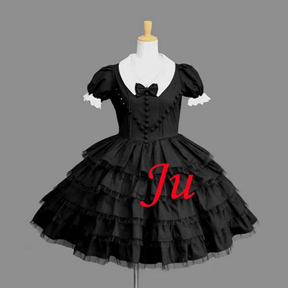 

fondcosplay adult sexy cross dressing sissy maid short Gothic Lolita Punk Fashion black cotton Dress Costume CD/TV[CK872]