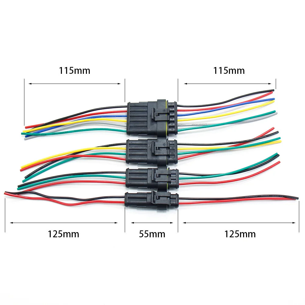 

4sets 2P 3P 4P 6P Waterproof Electrical Car Connector 2/3/4/6 Pin Way Male Female Plug With Wire Cable Harness For Motorcycle