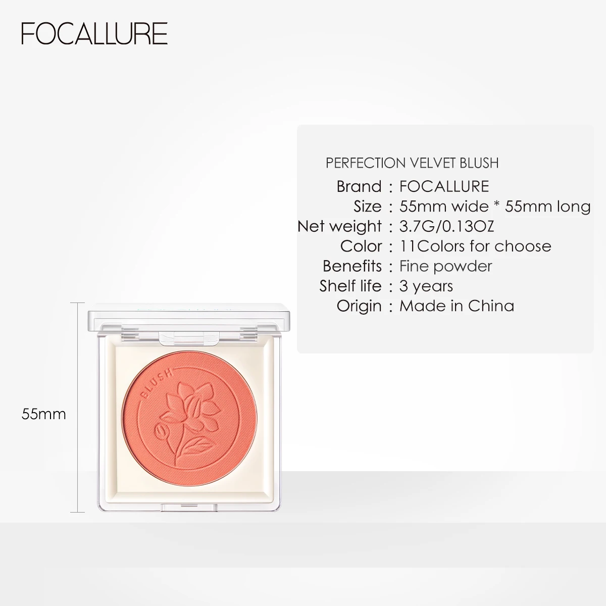 FOCALLURE Smooth Natural Blush Powder Palette Nourishing High Pigment Peach Cheek Face Blusher Contour Cream Makeup Cosmetics