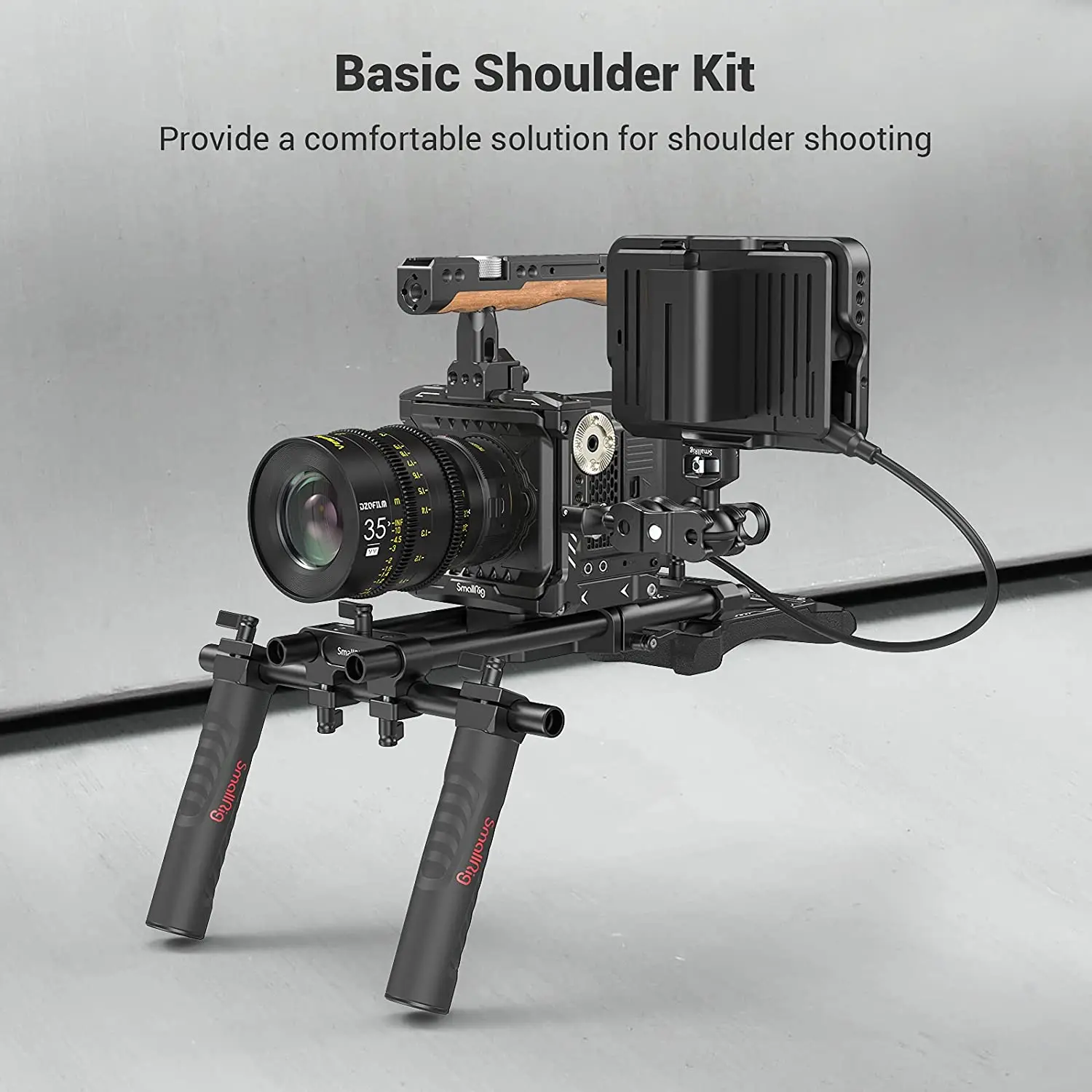 SmallRig Universal Basic Shoulder Kit for Shoulder Shooting Mode Multiple 1/4-20 Threaded Holes to Mount Other Accessories 2896B