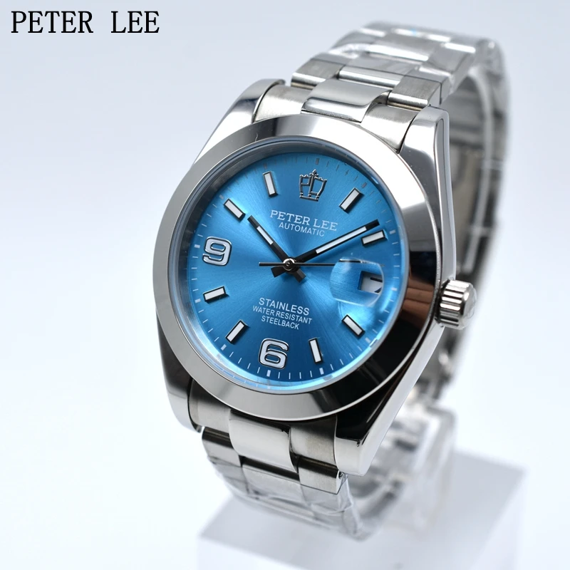 PETER LEE-relojes mecánicos automáticos para hombre, pulsera Digital de acero inoxidable con fecha automática, 40mm, gran oferta, novedad