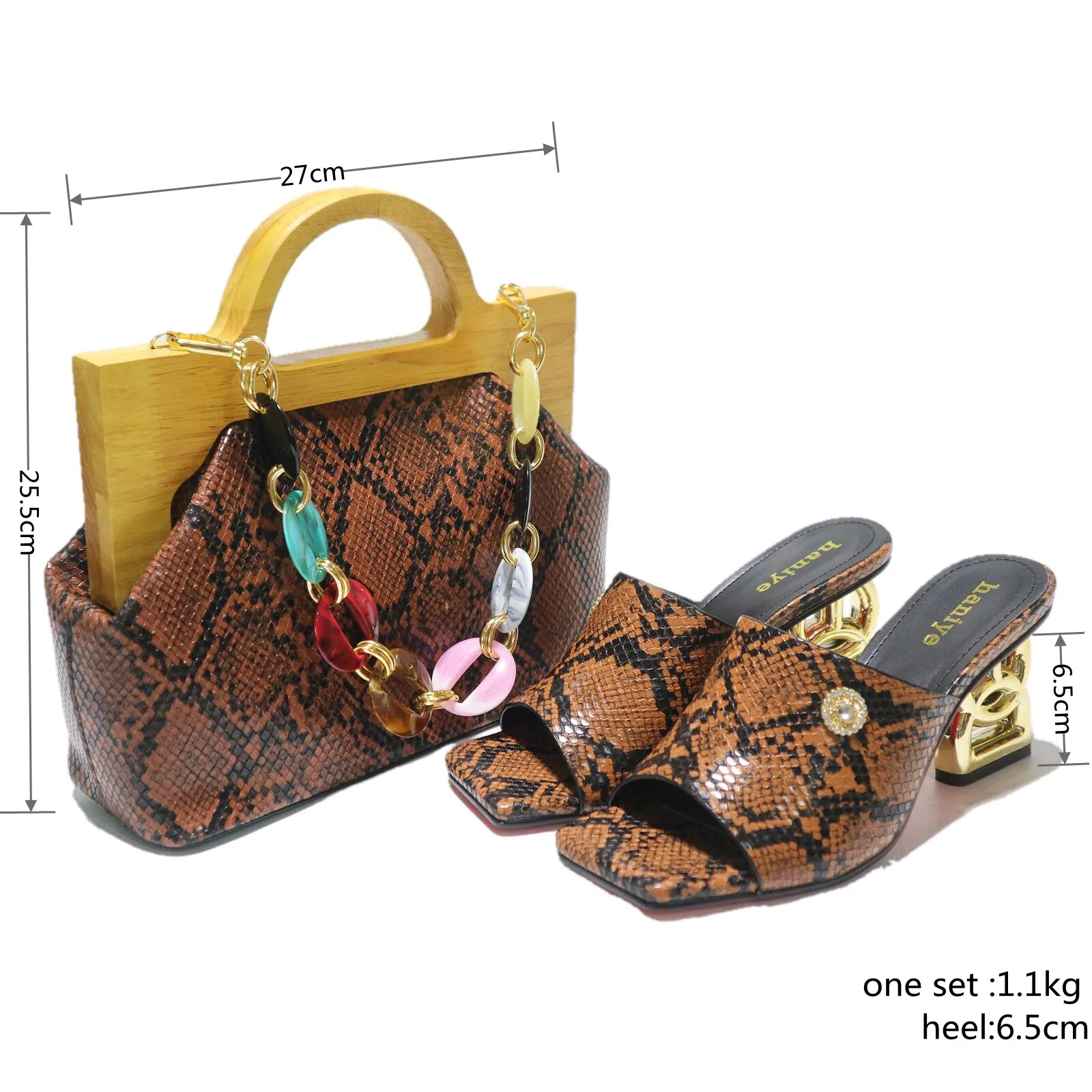 Doershow  new come Matching Women Shoe and Bag Set Decorated green Nigerian Shoes and Bag Set Italy Shoes and Bag set HJL1-13