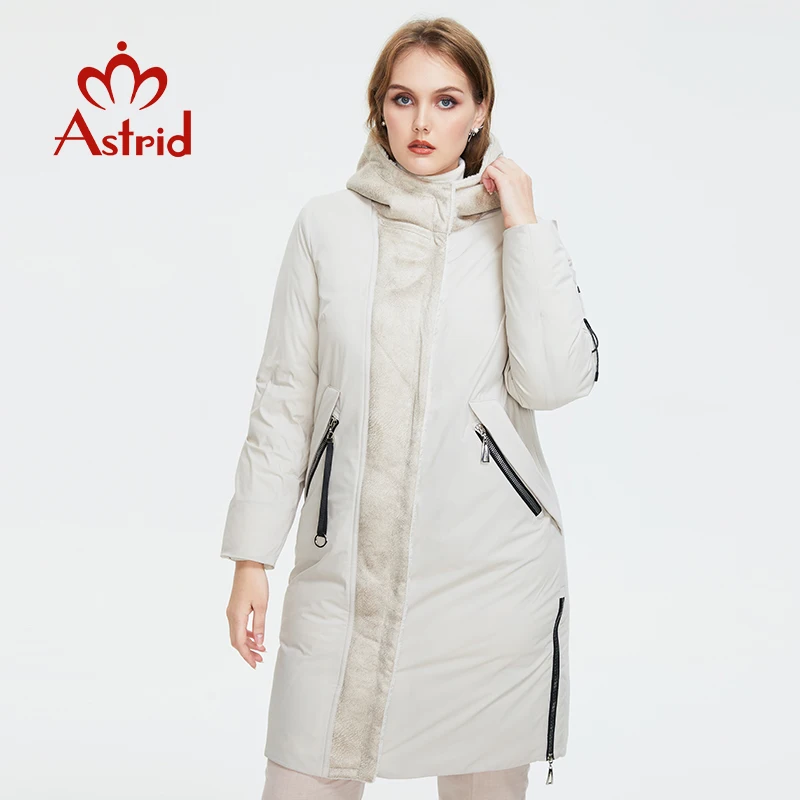 Astrid 2022 Winter Women's Parkas Plus size Fashion Thick Cotton warm Long Jackets Female Coats with Hooded leather Outerwear