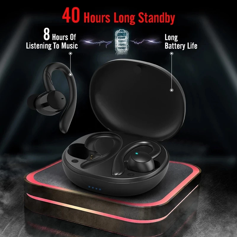 True Wireless Earbuds Bluetooth 5.0 with Microphone Deep Bass Waterproof Headset for Game and Sport Earphones with Charging Case