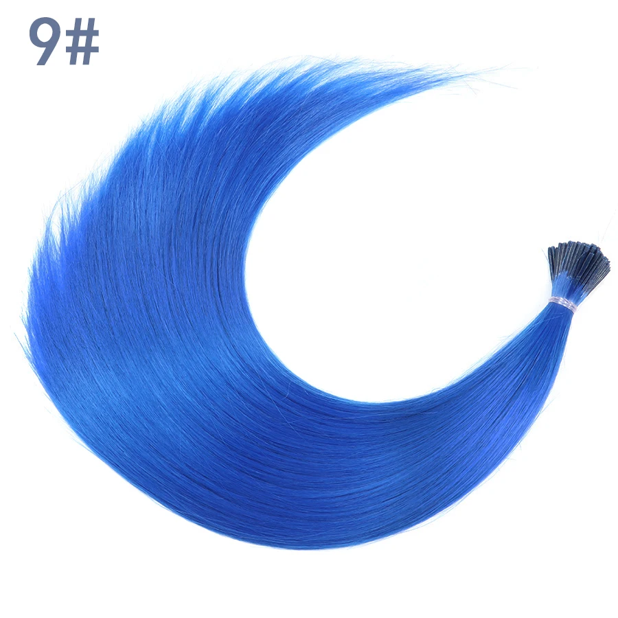 Synthetic Hair Dye Rainbow Fake Hair Extensions Keratin I-tip Colored Stands of Hair Extension Pieces