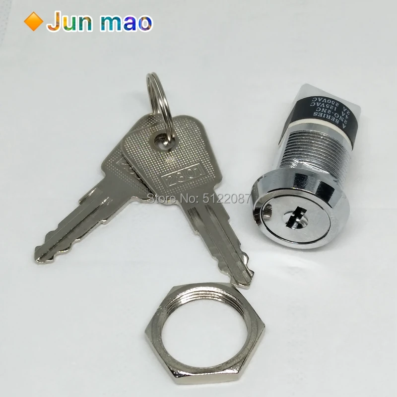 19mm Metal 4Pin ON-OFF 2Position DPST A Series Electronic Lock Key Switch 1801 2ON 2OFF Power switch 4A125VAC 2A250VAC