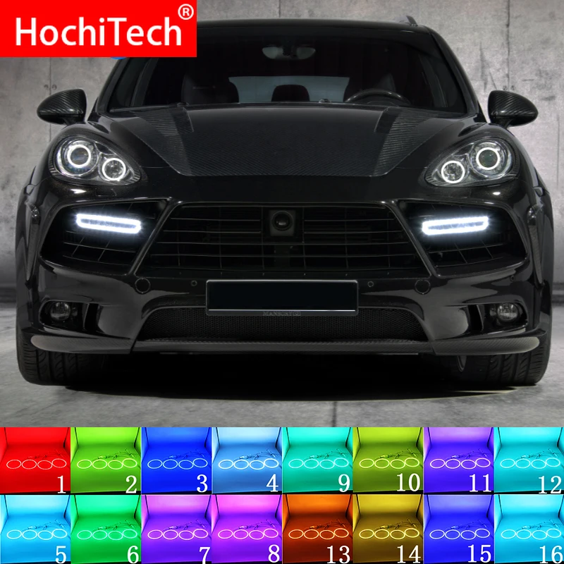 

Latest Headlight Multi-color RGB LED Angel Eyes Halo Ring Eye DRL RF Remote Control For Porsche Cayenne 958 2011-14 Accessories