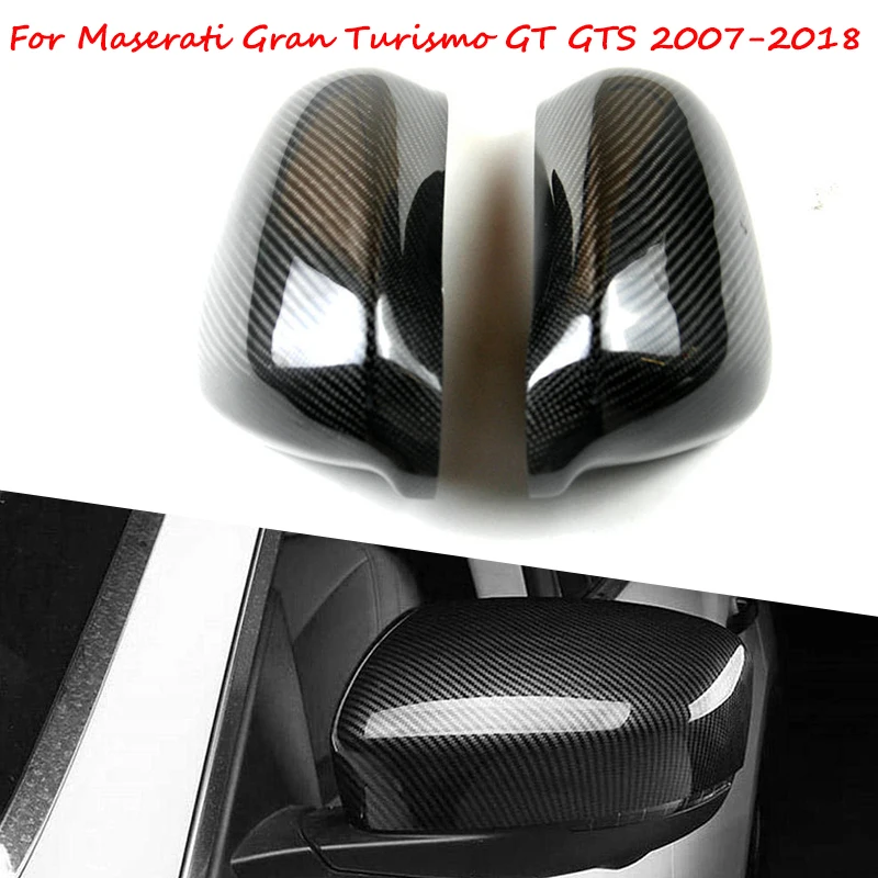 For Maserati Quattroporte Gran Turismo GT GTS 2007~2018 Car Rearview Mirror Covers Side Wing Rear View Mirror Caps Carbon Fiber