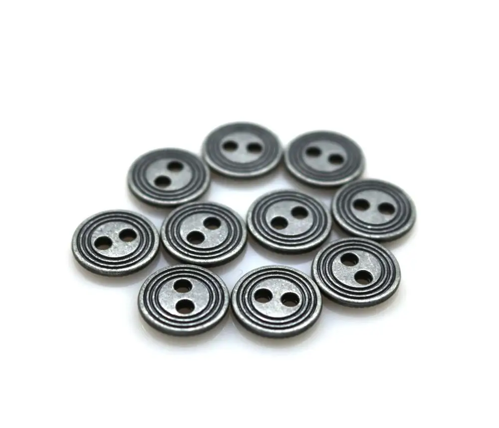 11mm metal Sewing Button 50pcs zinc alloy Buttons Round Antique silver2 Holes