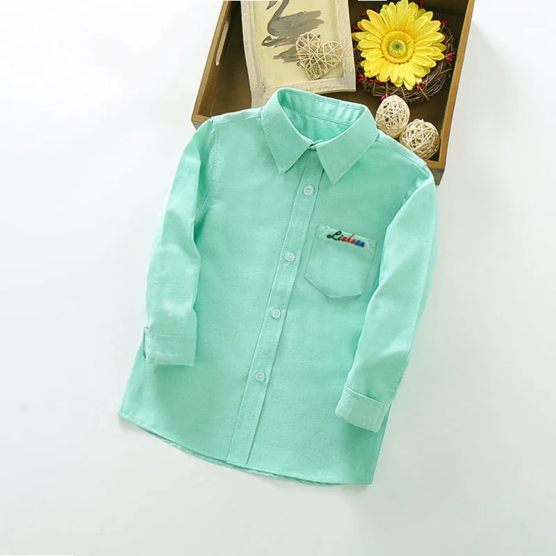 IENENS Yong Boy Shirts Kids Clothes Solid Color 3-11Years Baby Long Sleeve Shirt Spring Tops Tees Shirts Children Casual Blouse