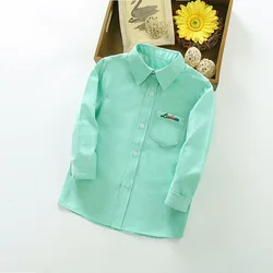 IENENS Yong camisa de manga larga para niño, ropa de Color sólido para bebé de 3 a 11 años, Tops de primavera, blusas informales para niños