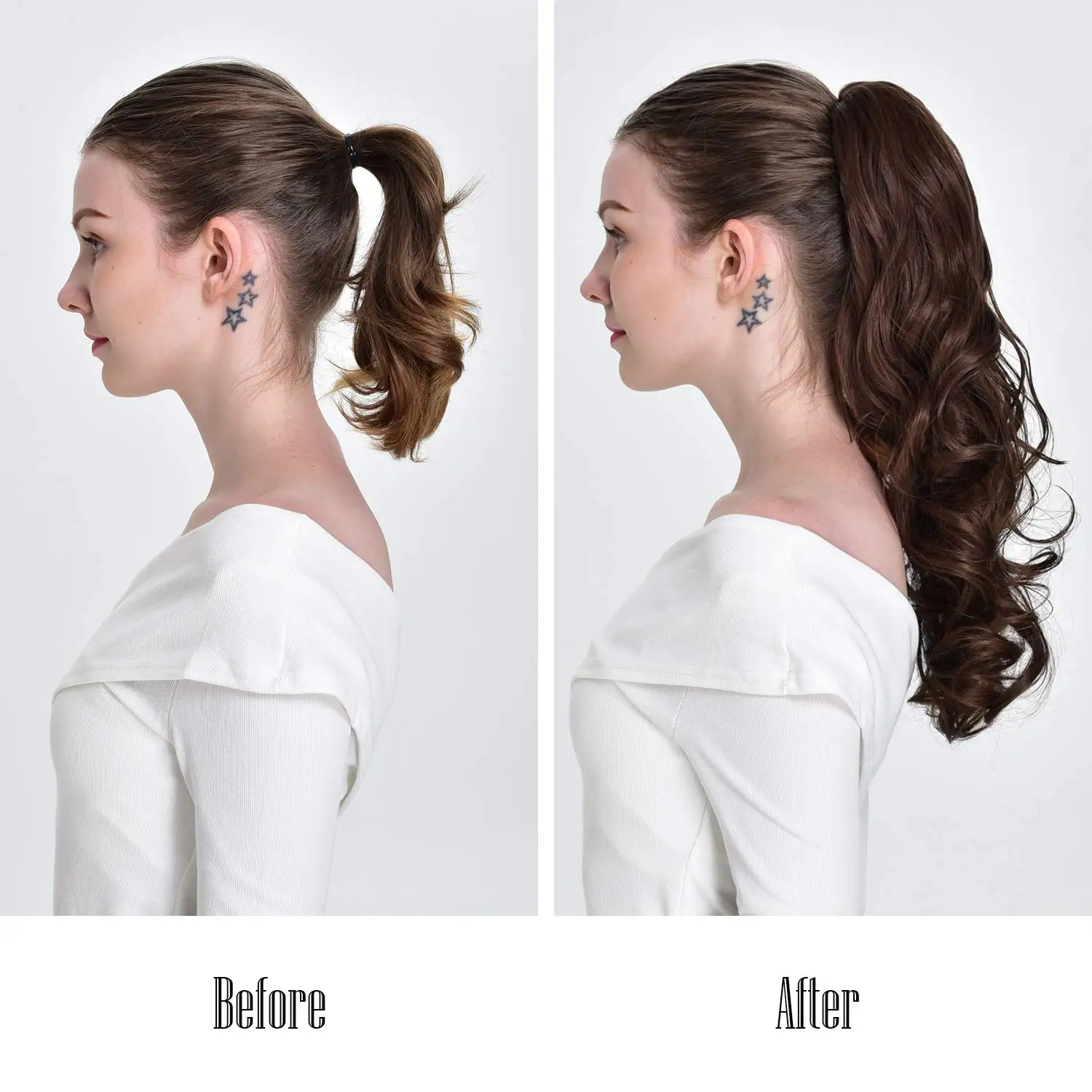 SHANGZI Claw Clip On Ponytail Synthetic Hair Braided Ponytail Clip in hair Extension Black Pony Tail women Hairpiece