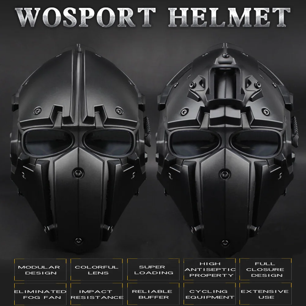 Full-covered Tactical Outdoor Motorcycle Helmet with Mask goggle for Hunting Paintball Military Cosplay Movie Prop