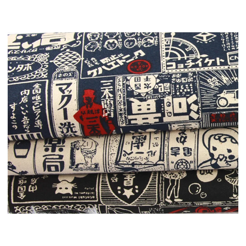 Half Yard Thicken Cotton Fabric With Japanese Retro Print, Handmade DIY Bag Mouth Gold Package Tissue 100% Cotton B421