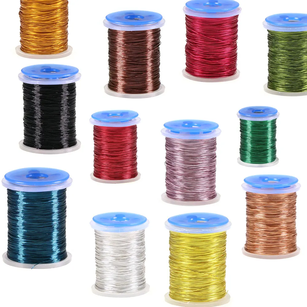 1 Stück 26 Yards 0,2 mm Kupferdraht Fliegenbinde-Material Midge Larve Nymphenkörper Rib-Binde-Material für Barsch, Forelle, Hecht Angelköder – Detail 6