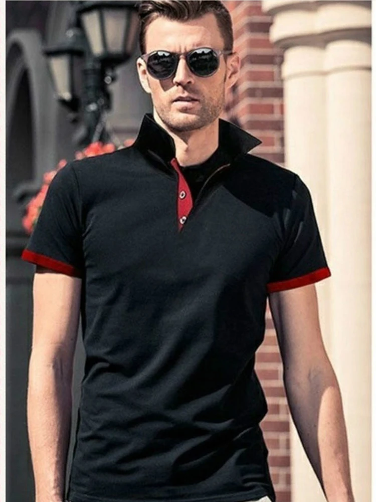 Männer Polo Männer Shirt Kurzarm Polo-Shirt Kontrast Farbe Polo Neue Kleidung Sommer Streetwear Casual Mode Männer tops – Detail 5