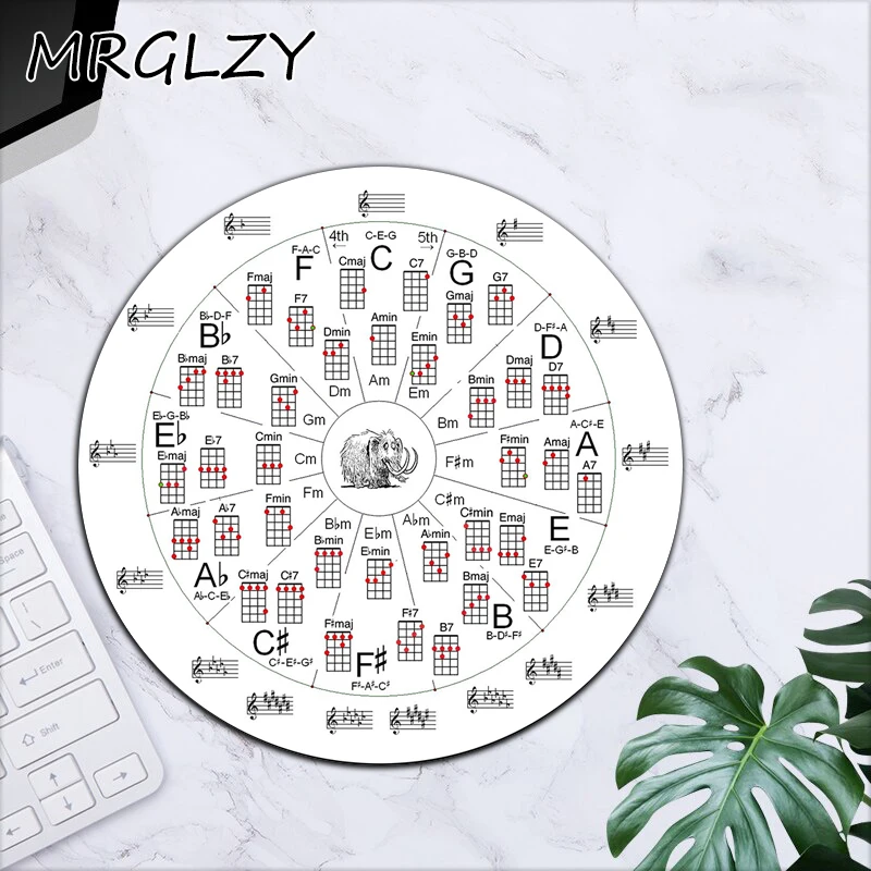 Circle of Fifths Round Mouse Pad Office Blue Mousepad Cute Mouse Carpet Laptop Computer Silicone Mat Mouse Mat Padding Table Mat