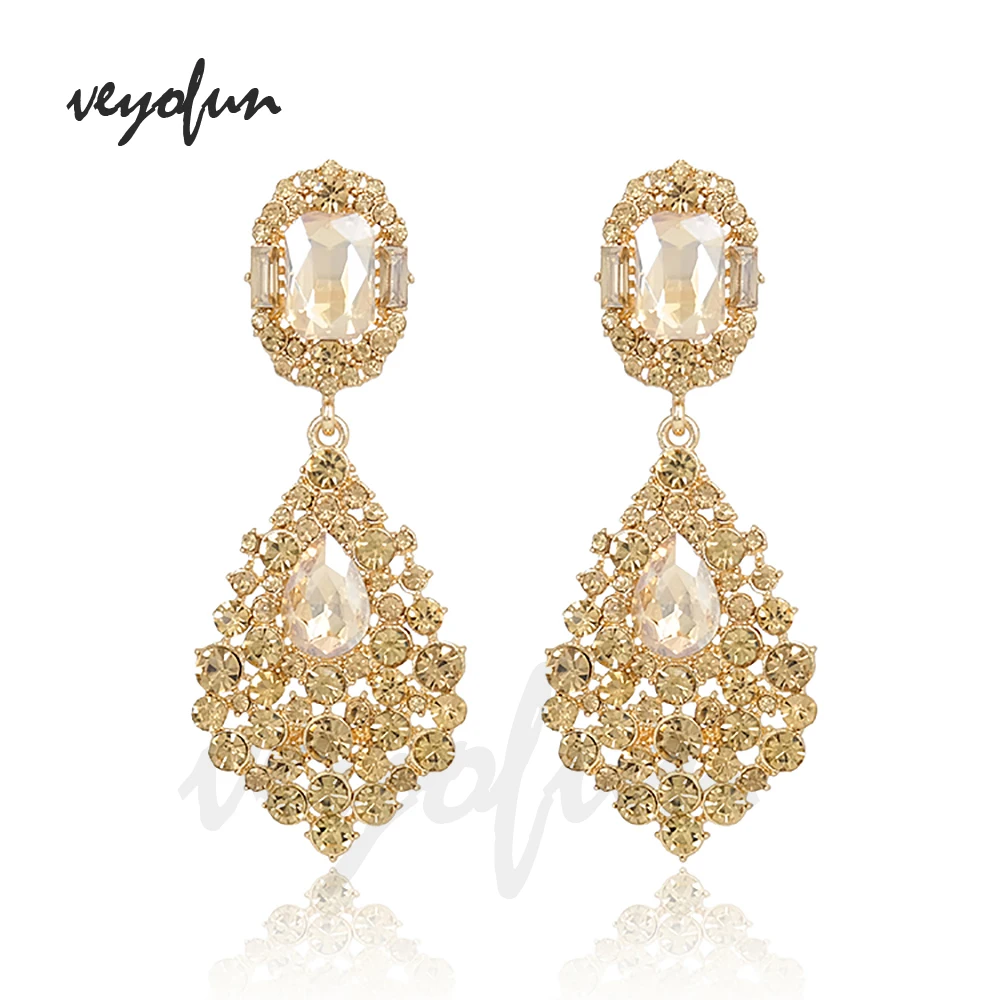 Veyofun Luxury Rhinestone Drop Earrings Classic Hyperbole Party Wedding Dangle Earrings for Women Fashion Jewelry New Gift