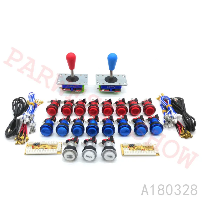 

Zero Delay Arcade cabinet DIY kit for 32mm led push button ZIPPY Joystick 1 & 2 player COIN START button USB to PC /Raspberry Pi