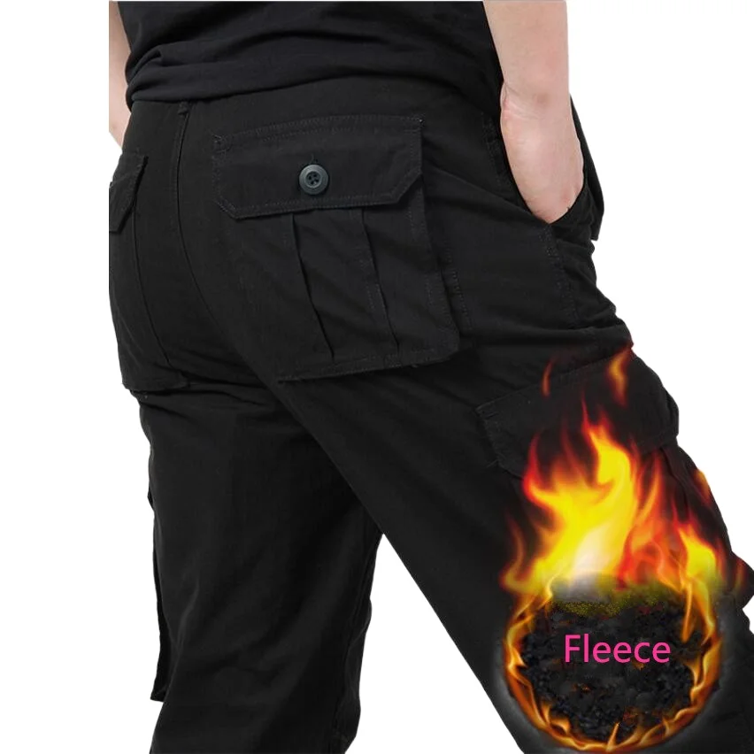 

Men's Winter Thick Fleece Warm Stretch Cargo Pants Military SoftShell Waterproof Casual Pants Tactical Trousers Plus Size 4XL