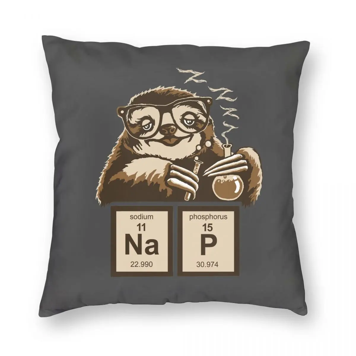 Chemistry Sloth Discovered Nap Square Pillowcase Polyester Linen Velvet Pattern Zip Decor Throw Pillow Case Home Cushion Case