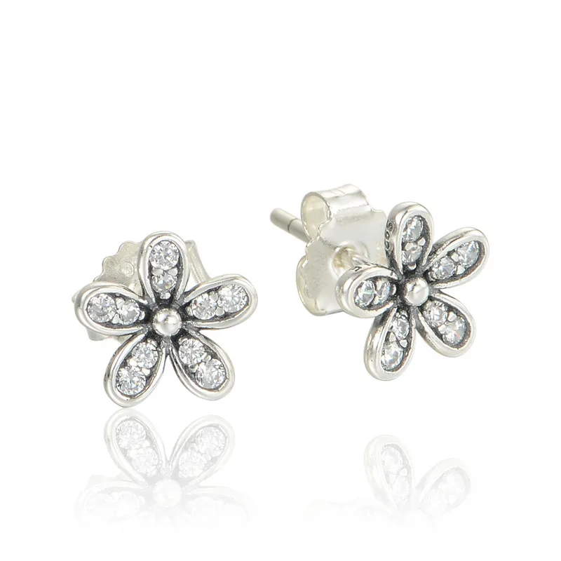 

Clear CZ Daisy Flower Small Stud Earrings for Women Spring 925 Sterling Silver Jewelry Girl Earrings Daily Wearing Style Gifts