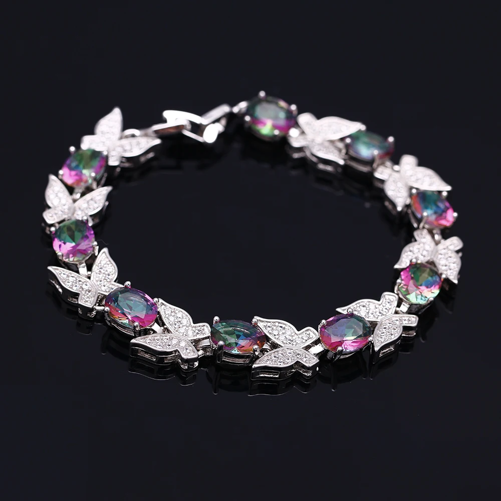 New Luxury Butterfly Bracelets For Women Aquamarine S925 Silver Charm bracelets Party Anniversary Gifts Fashion Jewelry