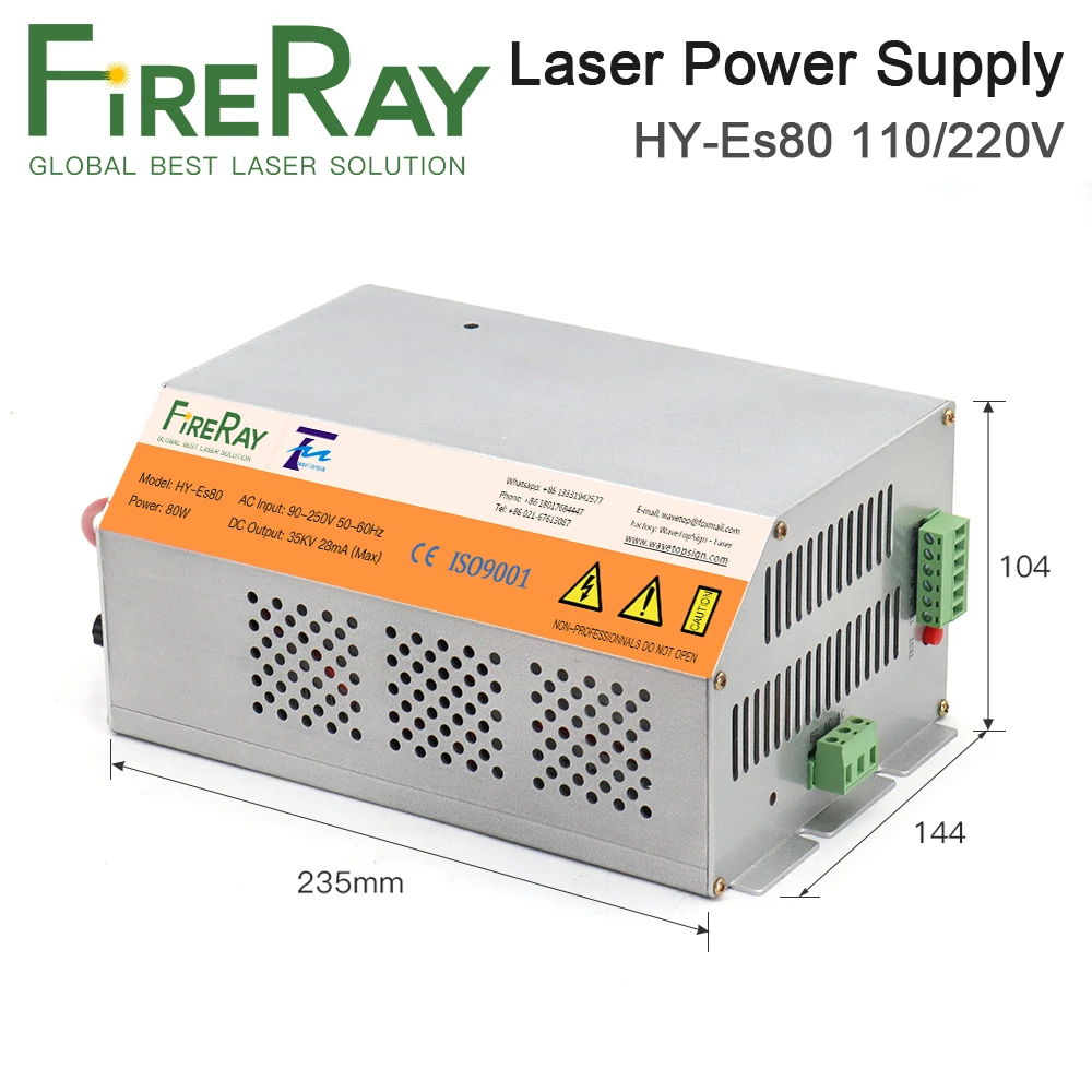 FireRay 80-100W HY-Es80 Es Series CO2 Laser Power Supply for CO2 Laser Engraving and Cutting Machine