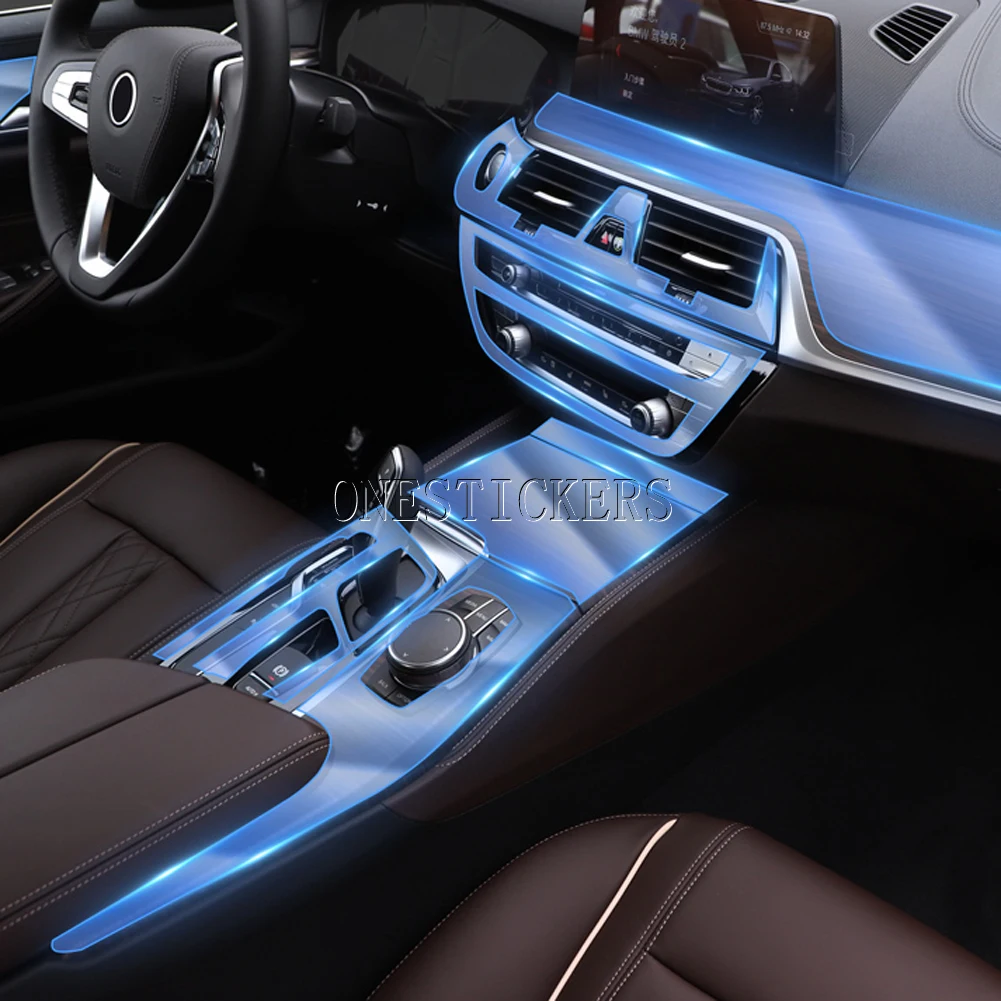 For BMW 5 Series G30 G31 F10 F11 2011-2021 Car Central Control Air Conditioning Gear Film Middle Column TPU HD Protective Film