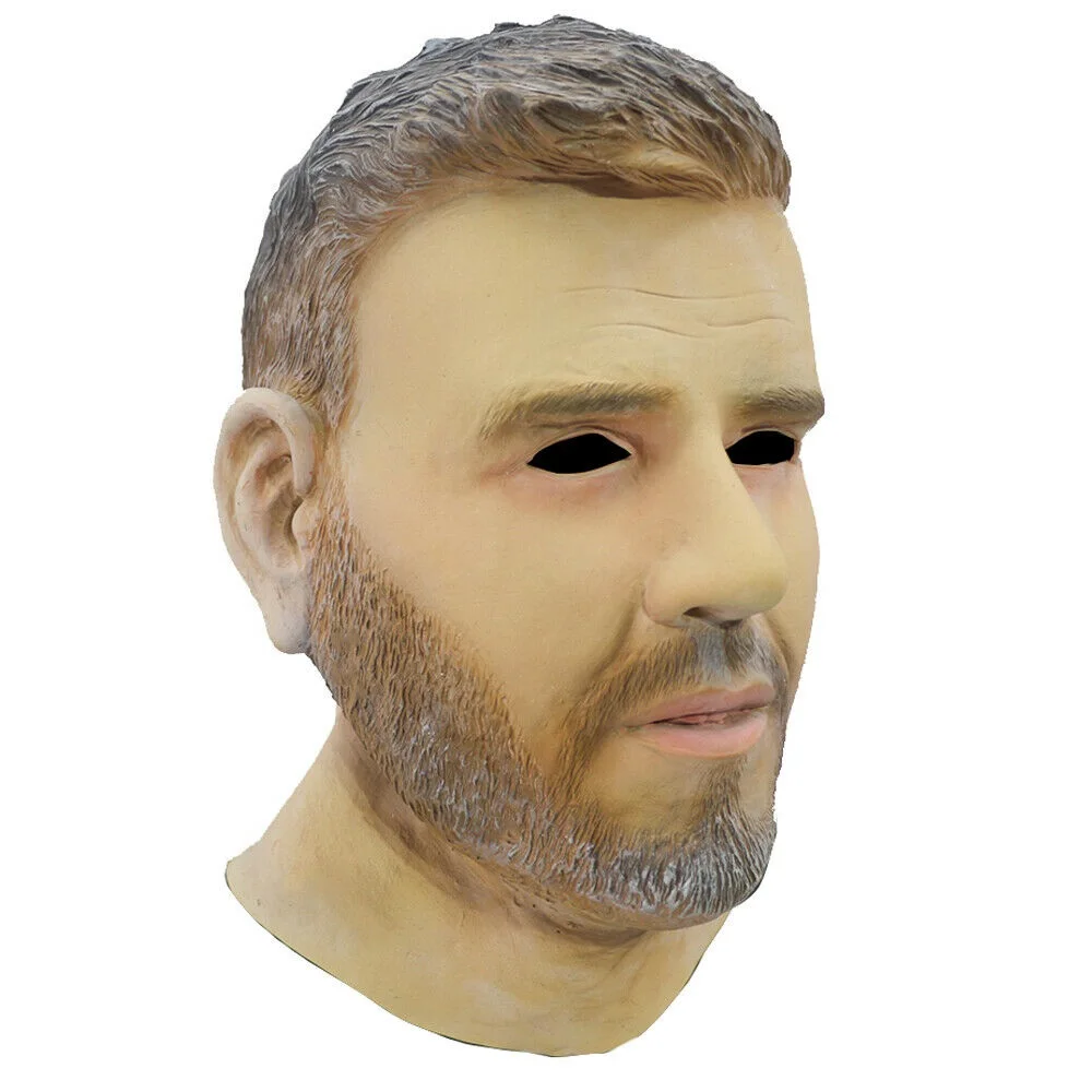 Famous  Star Costume Latex Young Man Head Mask Adult Size Fancy Dress