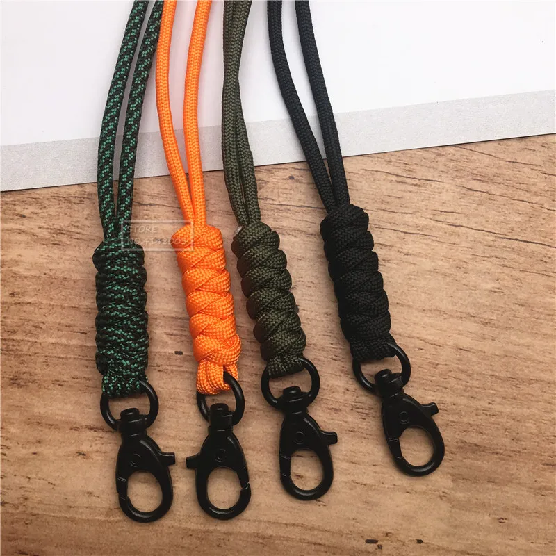 Outdoor Rock Climbing Metal Clip Parachute Cord Hanging Neck Rope Lanyard for Phone Camera USB Holder ID Card Badge Holder