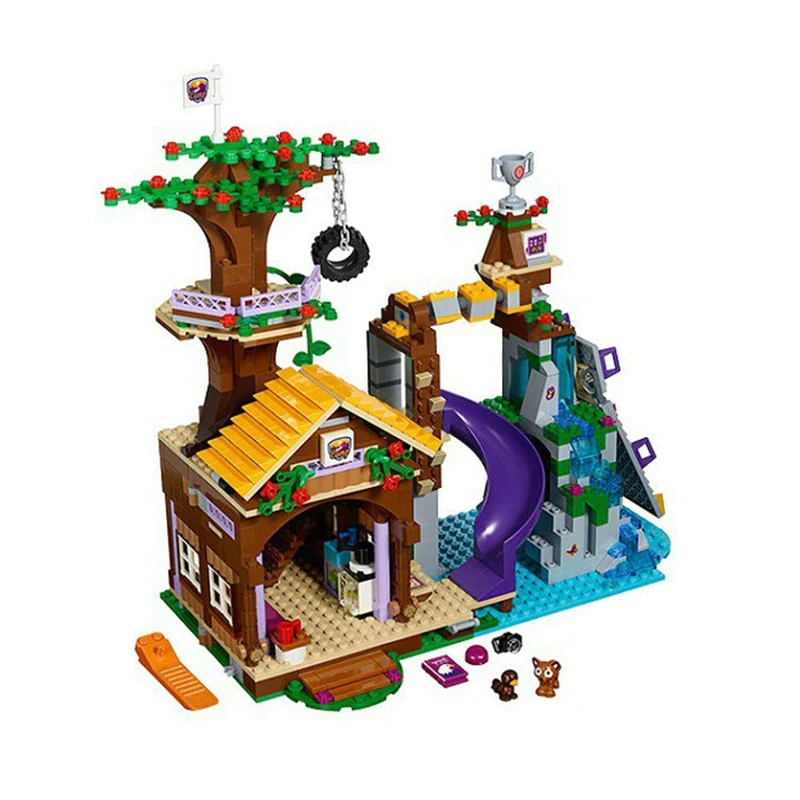 Adventure 872PCS Friends Camp Character Building Blocks Tree House Girl Bricks Toys For Children Christmas Gifts Kids Model