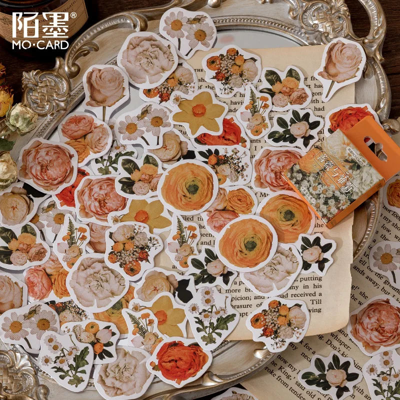 46 pcs Roses and Daisies Decorative Stationery Planner mini ins Stickers Scrapbooking DIY Diary Album Retro flower Stick Lable