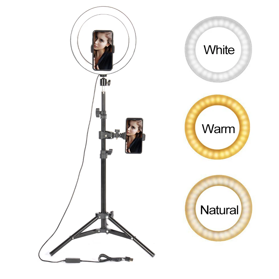 10 "Vòng LED Ánh Sáng Chụp Ảnh Selfie Ring Chiếu Sáng Có Chân Đế Cho Điện Thoại Thông Minh Youtube Trang Điểm Video Phòng Thu Chân Máy Nhẫn Ánh Sáng