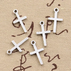 50pcs Charms Cross 9x19mm Antique Bronze Silver Color Pendants DIY Necklace Crafts Making Findings Handmade Tibetan Jewelry