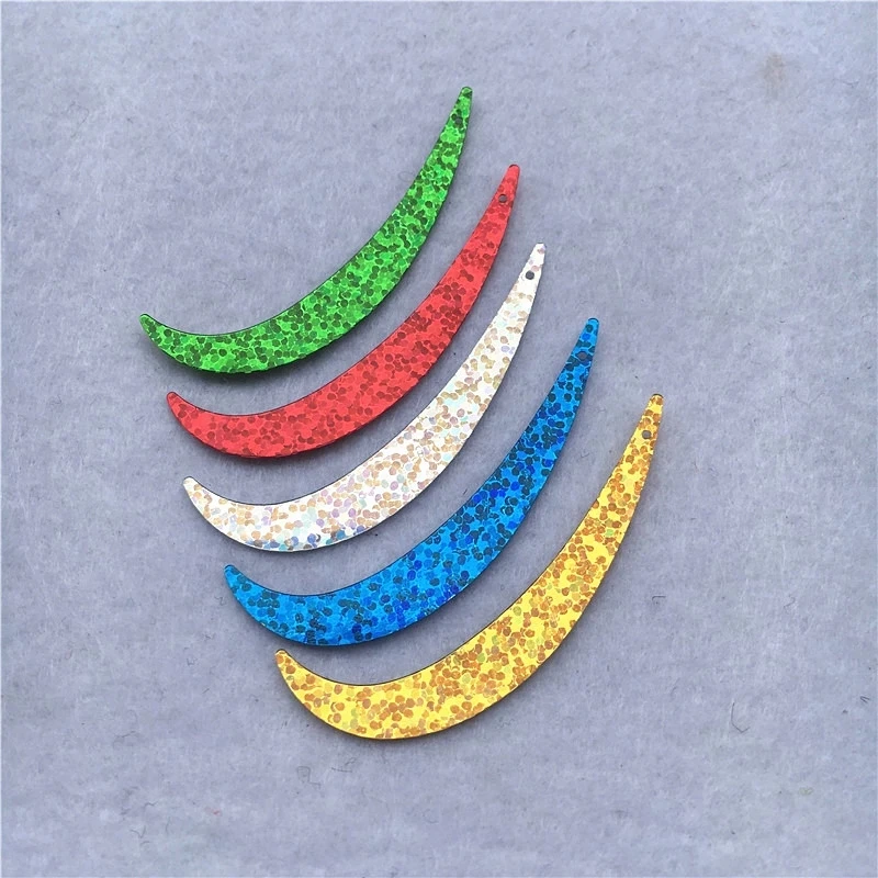 100pcs Large Sequins 7*55mm Laser Hook Shape PVC With 1 Hole Paillettes Sewing Wedding Craft Decoration Lentejuelas Accessories