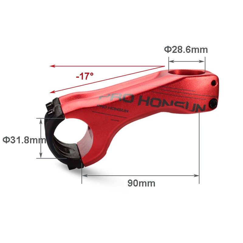 PROHONSUN Bicycle Stem Mountain Road Bike Stem MTB 31.8mm Handlebar Riser 70mm 90mm Bike Stem Riser -17 Degree for XC Bike Parts